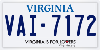 VA license plate VAI7172