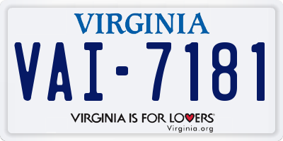 VA license plate VAI7181