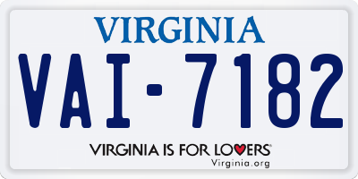 VA license plate VAI7182
