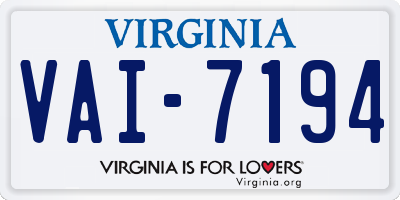 VA license plate VAI7194