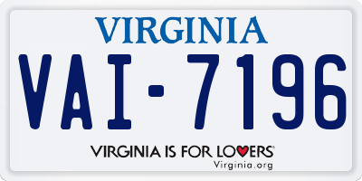 VA license plate VAI7196