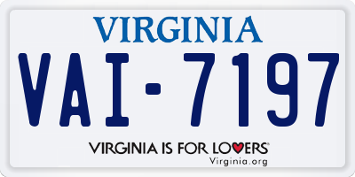 VA license plate VAI7197