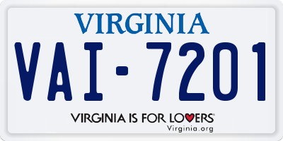 VA license plate VAI7201