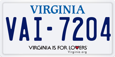 VA license plate VAI7204