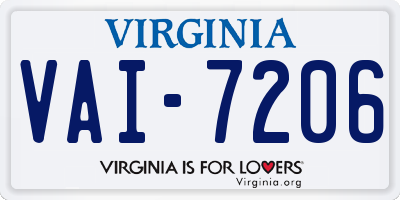 VA license plate VAI7206