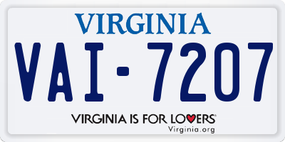 VA license plate VAI7207