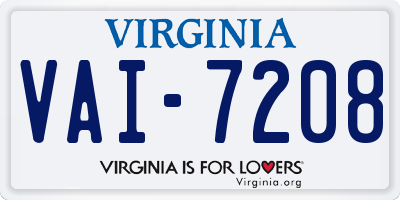 VA license plate VAI7208