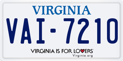 VA license plate VAI7210