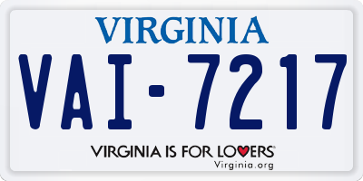 VA license plate VAI7217