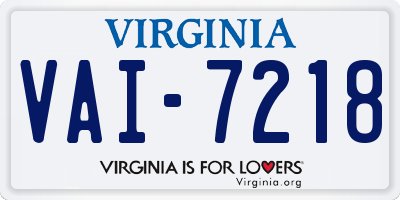 VA license plate VAI7218