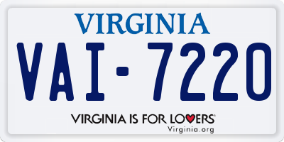 VA license plate VAI7220