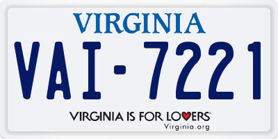 VA license plate VAI7221