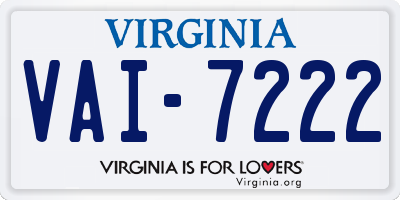 VA license plate VAI7222