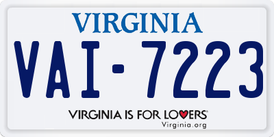 VA license plate VAI7223