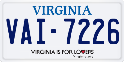 VA license plate VAI7226