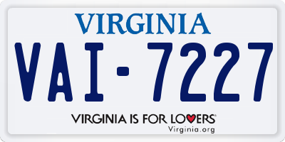 VA license plate VAI7227