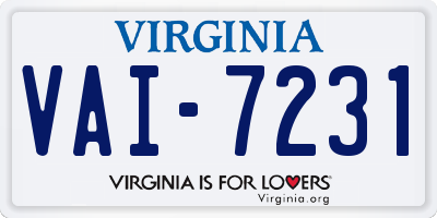VA license plate VAI7231
