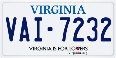 VA license plate VAI7232