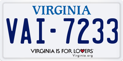 VA license plate VAI7233