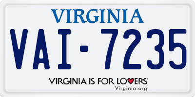 VA license plate VAI7235