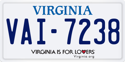 VA license plate VAI7238