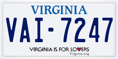VA license plate VAI7247