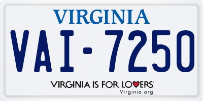 VA license plate VAI7250