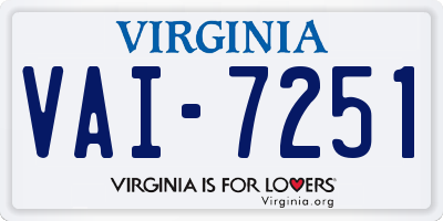 VA license plate VAI7251