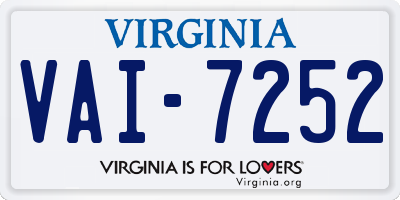 VA license plate VAI7252