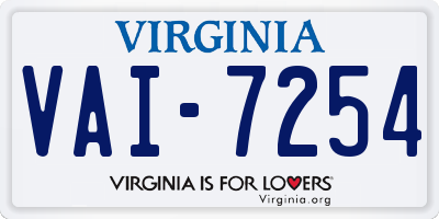 VA license plate VAI7254