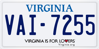 VA license plate VAI7255