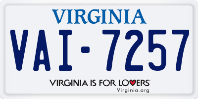 VA license plate VAI7257