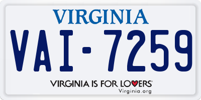 VA license plate VAI7259