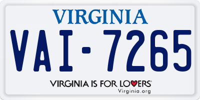 VA license plate VAI7265