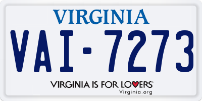 VA license plate VAI7273