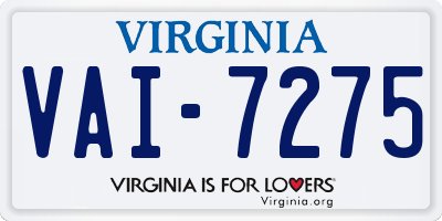 VA license plate VAI7275