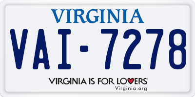 VA license plate VAI7278