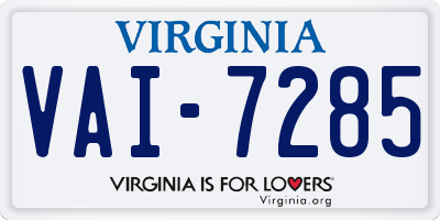 VA license plate VAI7285