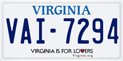 VA license plate VAI7294