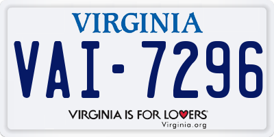 VA license plate VAI7296