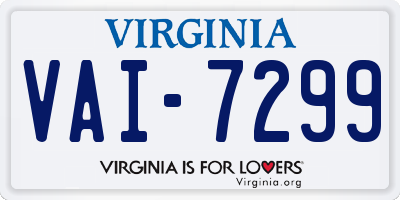 VA license plate VAI7299