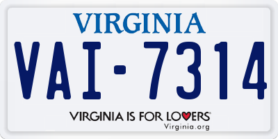 VA license plate VAI7314