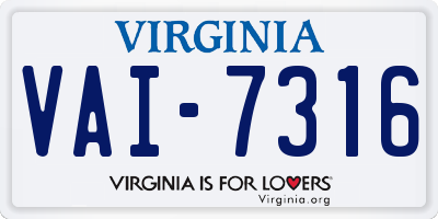 VA license plate VAI7316