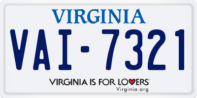 VA license plate VAI7321