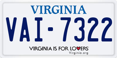 VA license plate VAI7322