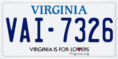 VA license plate VAI7326