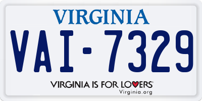VA license plate VAI7329