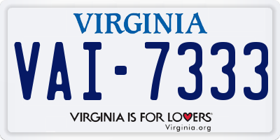 VA license plate VAI7333