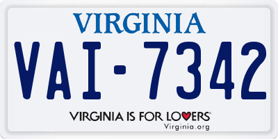 VA license plate VAI7342