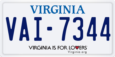VA license plate VAI7344